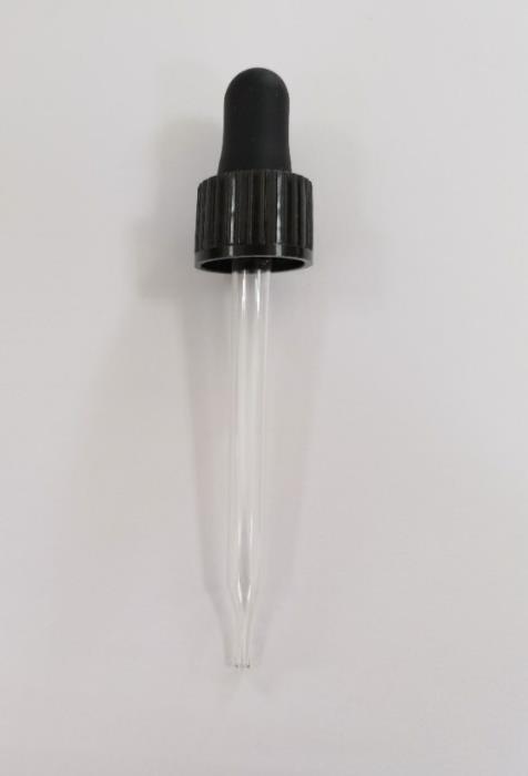 GL18 Dropper, Black Bulb and Collar, 90mm Glass Pipette